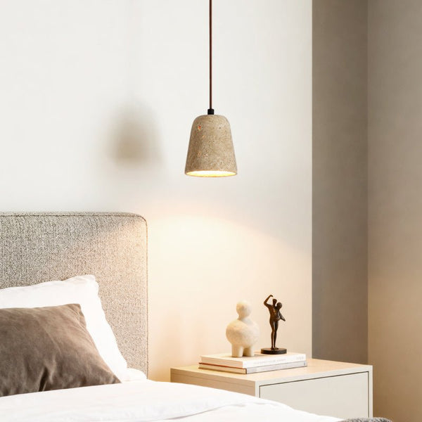 modern yellow travertine cone pendant light