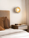 modern yellow travertine crescent wall sconce 2