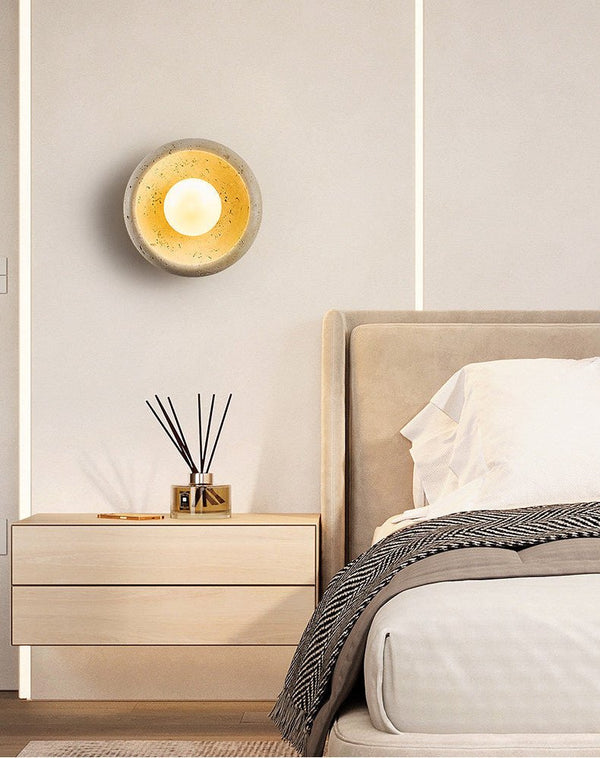 modern yellow travertine crescent wall sconce 2