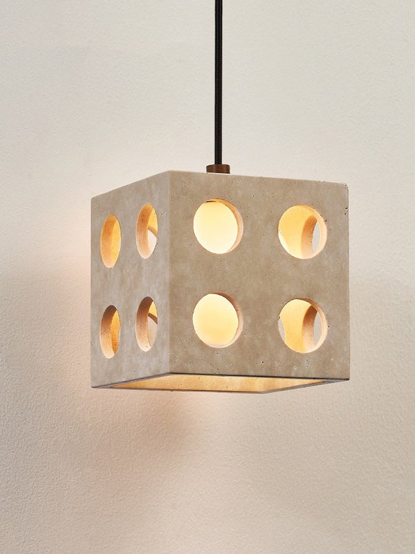 modern yellow travertine cube pendant light 2