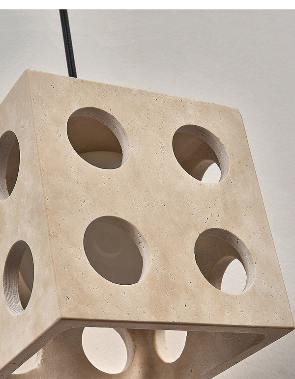 modern yellow travertine cube pendant light 2