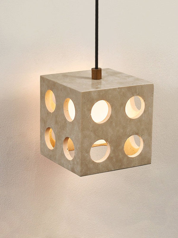 modern yellow travertine cube pendant light 2