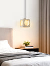 modern yellow travertine cube pendant light
