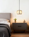 modern yellow travertine cube pendant light