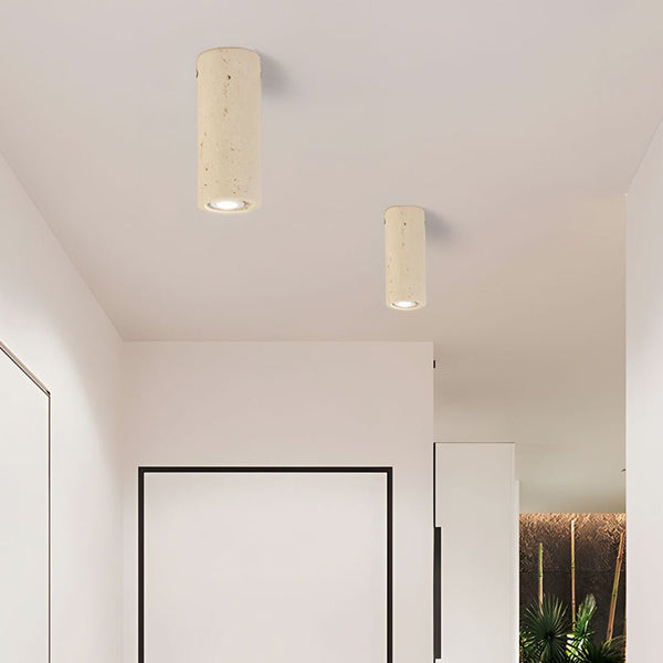 modern yellow travertine cylinder pendant light 3