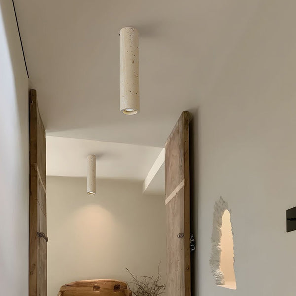 modern yellow travertine cylinder pendant light 3