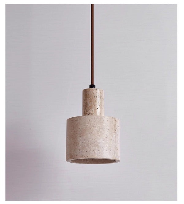 modern yellow travertine cylinder pendant light