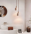 modern yellow travertine cylinder pendant light