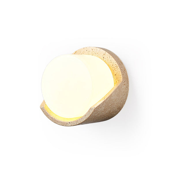 modern yellow travertine cylinder wall sconce