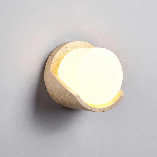 modern yellow travertine cylinder wall sconce