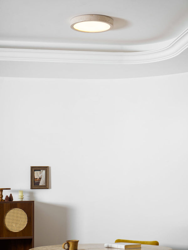 modern yellow travertine disc flush mount ceiling light 3