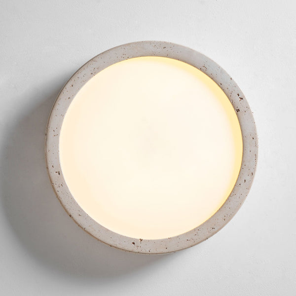 modern yellow travertine disc flush mount ceiling light 3