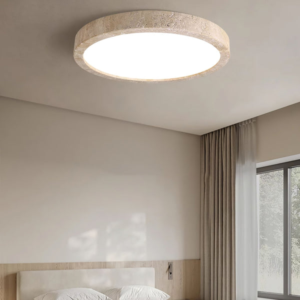 modern yellow travertine disc flush mount ceiling light 3