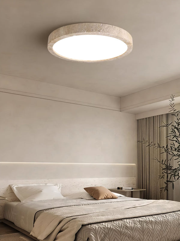 modern yellow travertine disc flush mount ceiling light 3