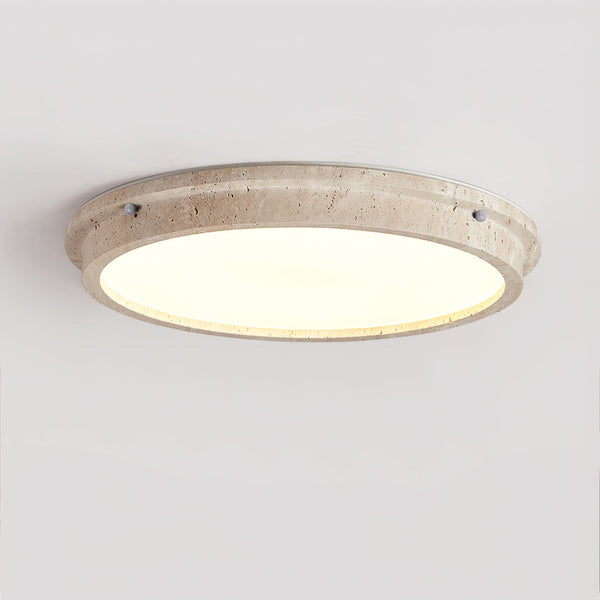 modern yellow travertine disc flush mount ceiling light