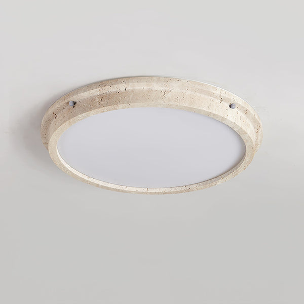 modern yellow travertine disc flush mount ceiling light