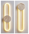 modern yellow travertine disc led wall sconce