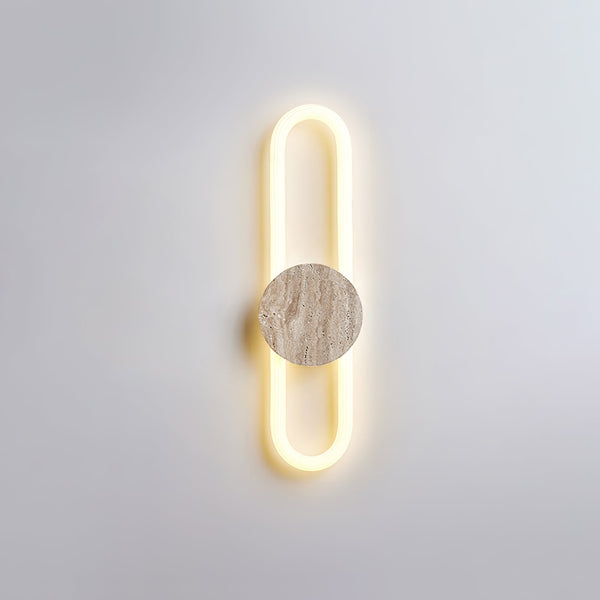 modern yellow travertine disc led wall sconce