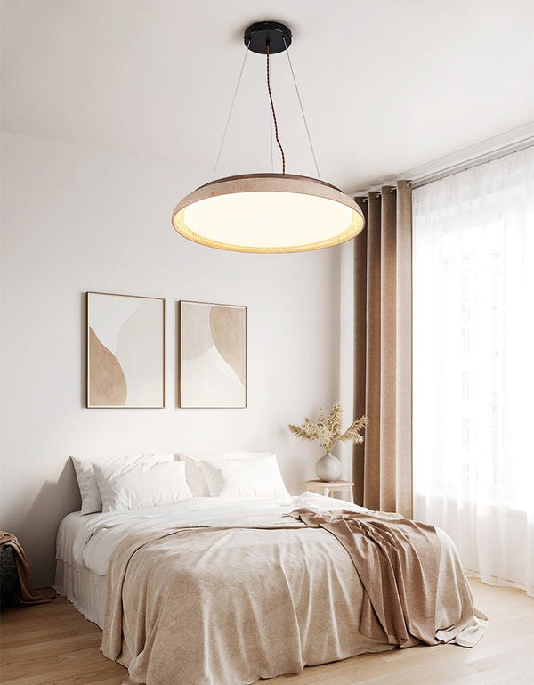 modern yellow travertine disc pendant light