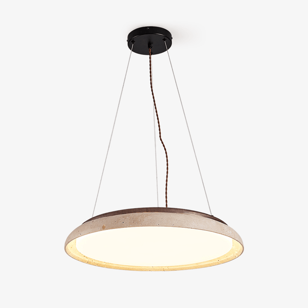 modern yellow travertine disc pendant light