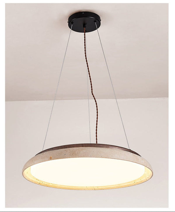 modern yellow travertine disc pendant light