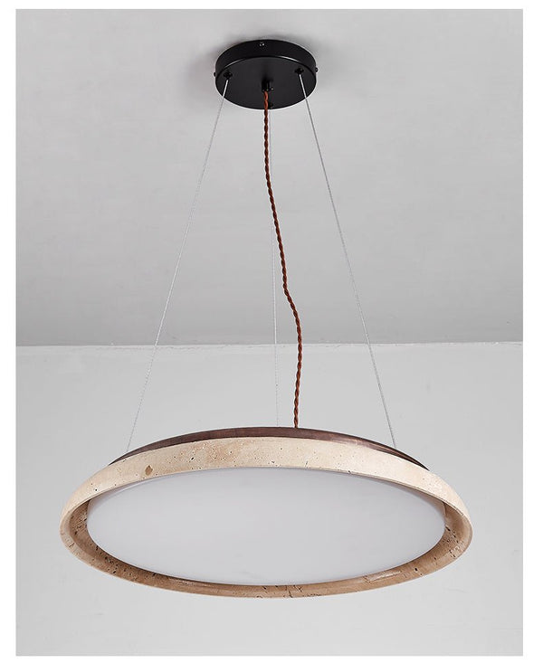 modern yellow travertine disc pendant light