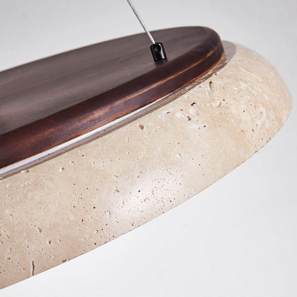 modern yellow travertine disc pendant light