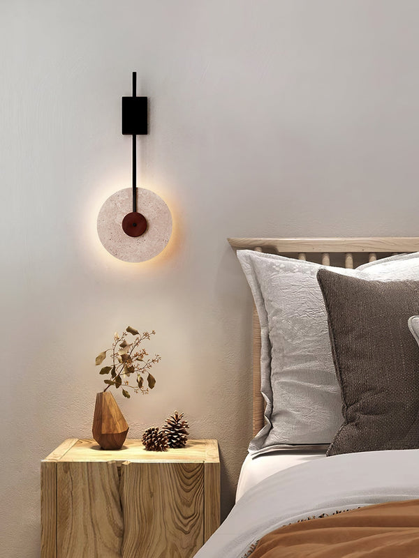 modern yellow travertine disc wall lamp