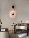 modern yellow travertine disc wall lamp