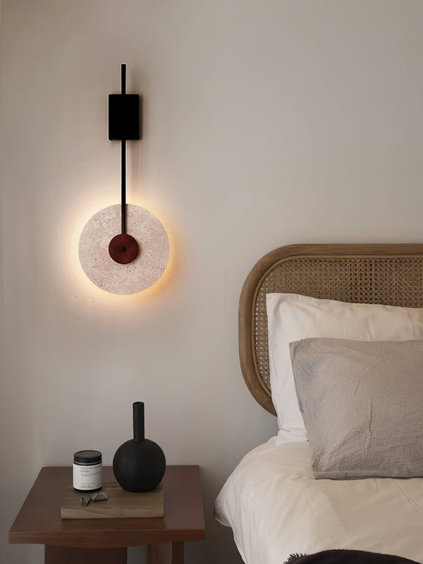 modern yellow travertine disc wall lamp