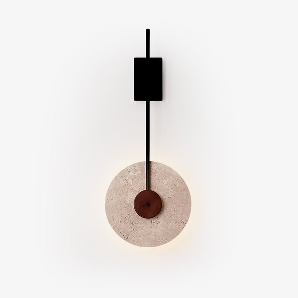 modern yellow travertine disc wall lamp