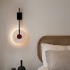 modern yellow travertine disc wall lamp