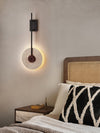 modern yellow travertine disc wall lamp