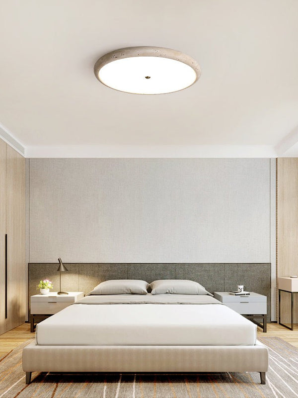 modern yellow travertine disk led flush mount ceiling light