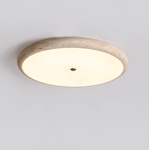 modern yellow travertine disk led flush mount ceiling light