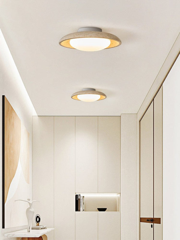 modern yellow travertine flush mount ceiling light