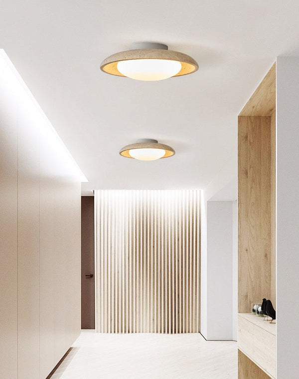 modern yellow travertine flush mount ceiling light