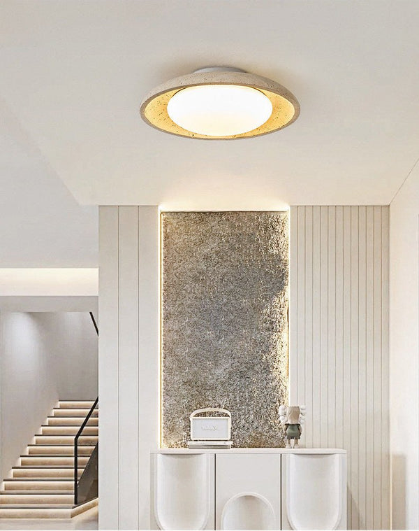 modern yellow travertine flush mount ceiling light