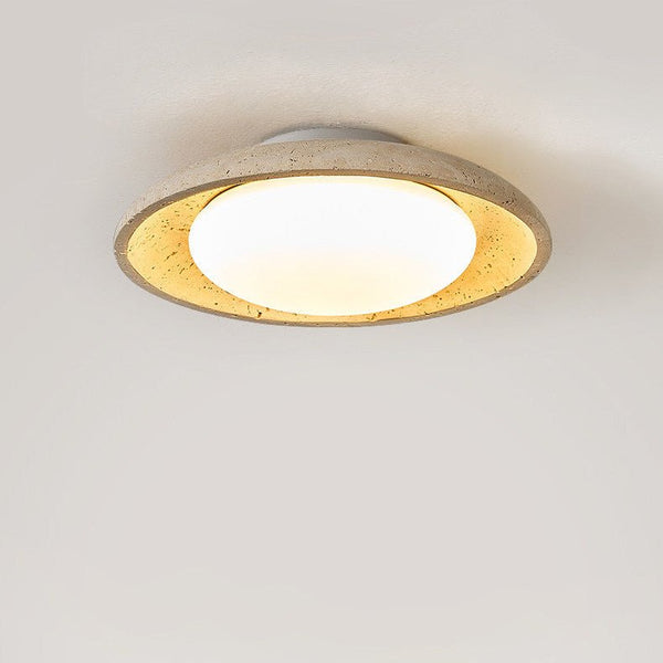 modern yellow travertine flush mount ceiling light