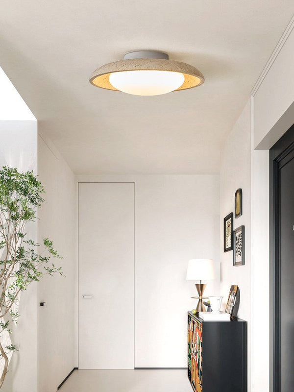 modern yellow travertine flush mount ceiling light