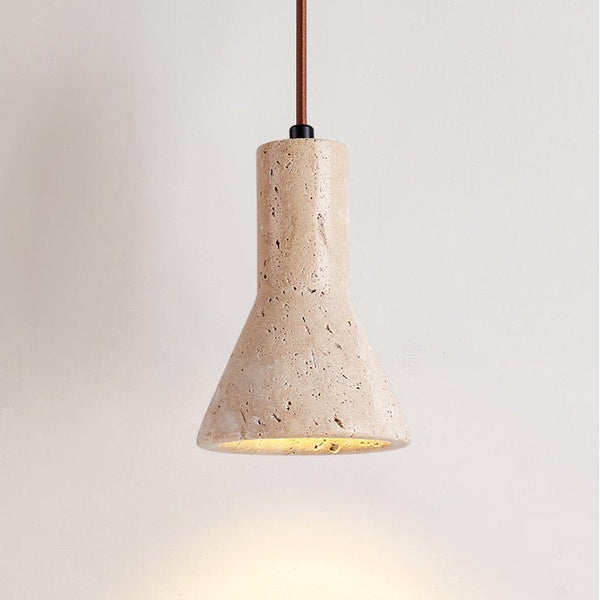 modern yellow travertine funnel pendant light