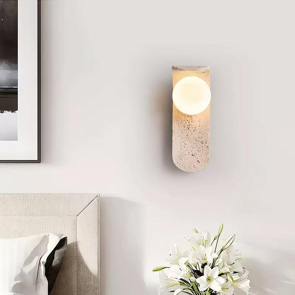 modern yellow travertine glass curve wall lamp