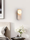 modern yellow travertine glass curve wall lamp