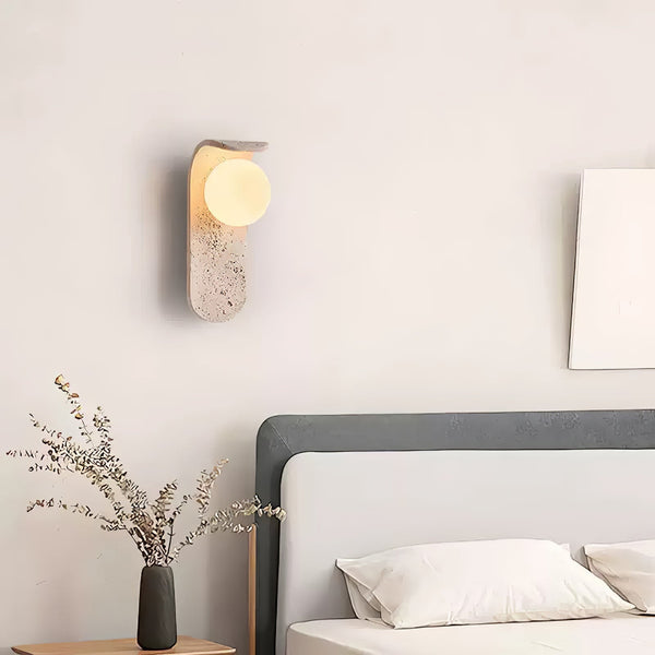 modern yellow travertine glass curve wall lamp