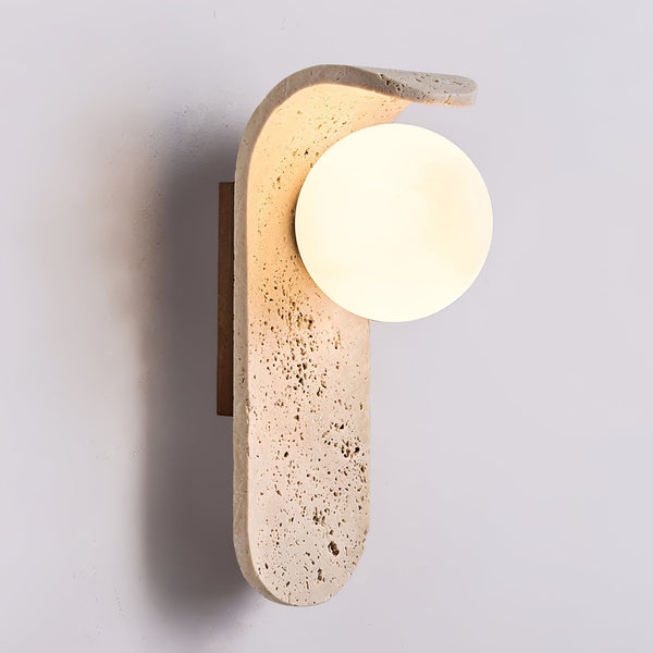 modern yellow travertine glass curve wall lamp