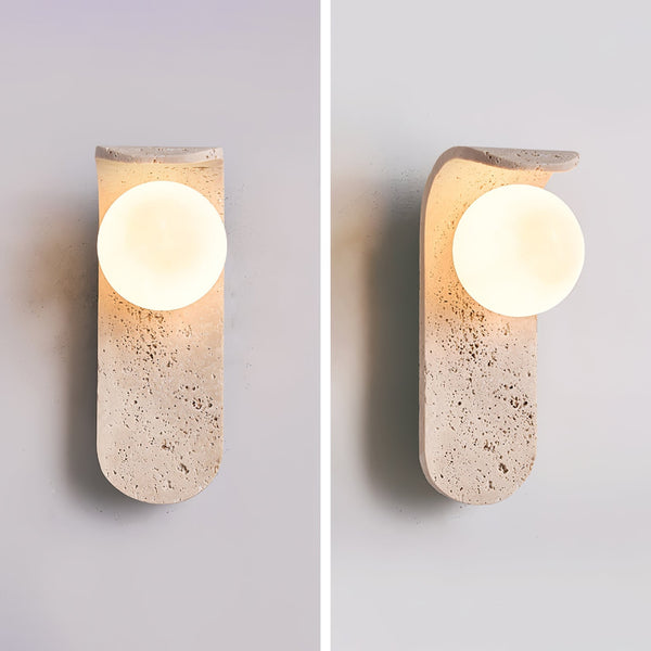 modern yellow travertine glass curve wall lamp