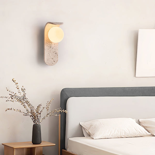 modern yellow travertine glass curve wall lamp