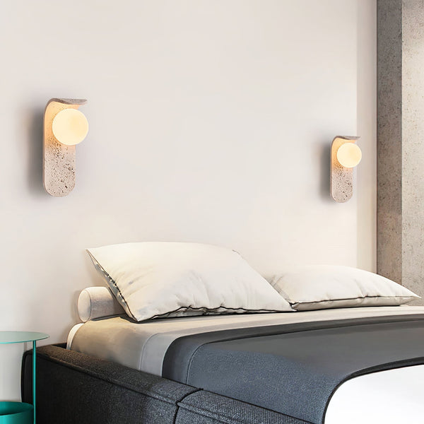 modern yellow travertine glass curve wall lamp