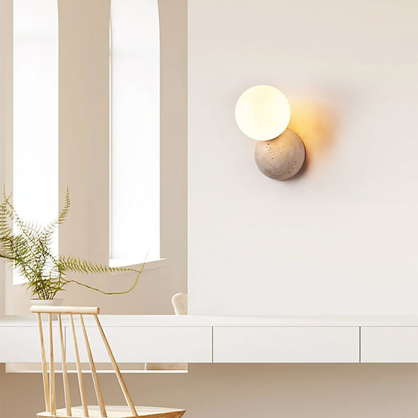 modern yellow travertine glass globe wall sconce 2