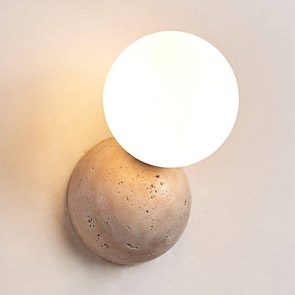 modern yellow travertine glass globe wall sconce 2